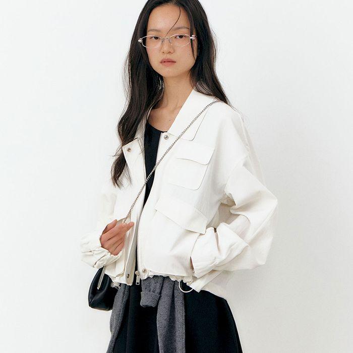 25 Spring_ Cream Crop Windbreaker