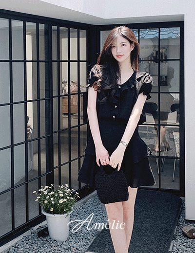 Amelie line.black frill skirt/단독주문시 3일이내 발송♥