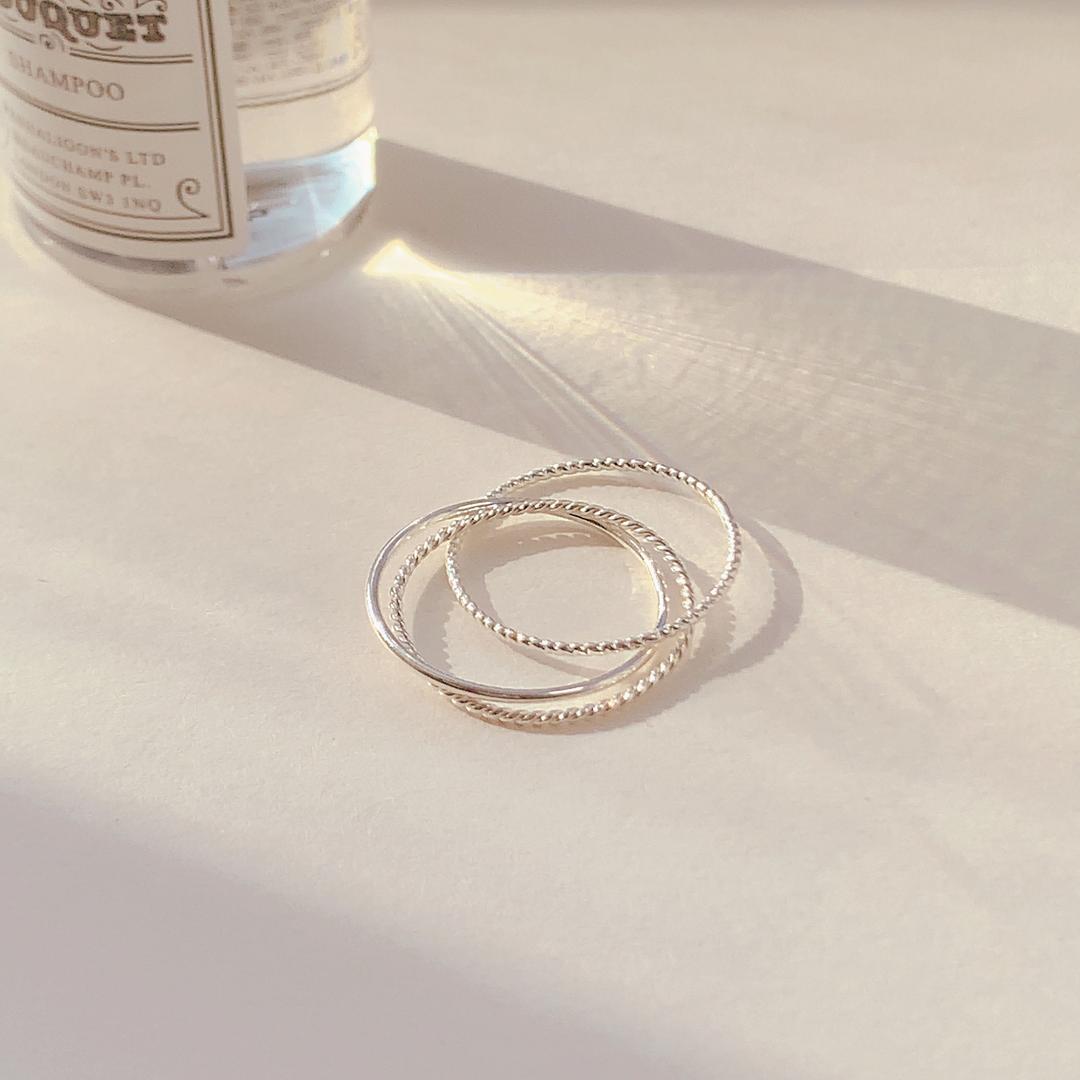 [Los.]세줄 레이어링 실버링 은반지 tres ring