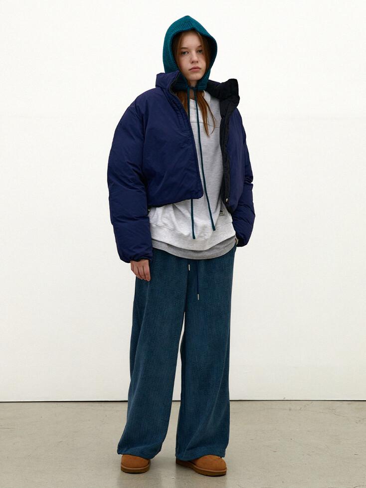 string wide jogger pants - deep sea