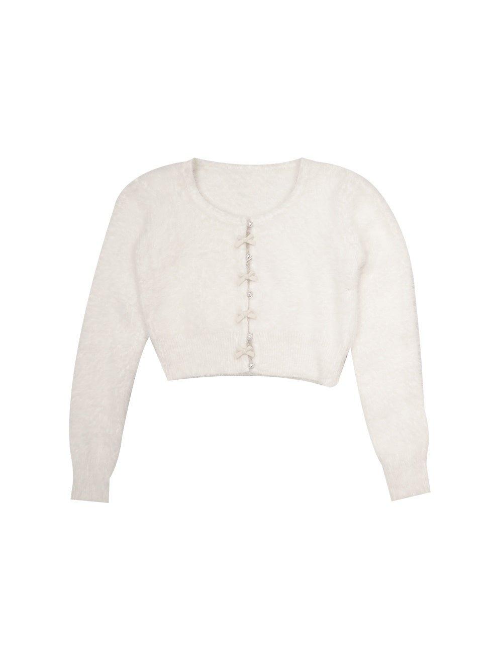 Pearl Bow Short Knitted Cardigan【s0000000109】