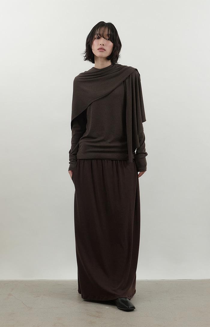 Wool-blend Jersey Maxi Skirt_Brown