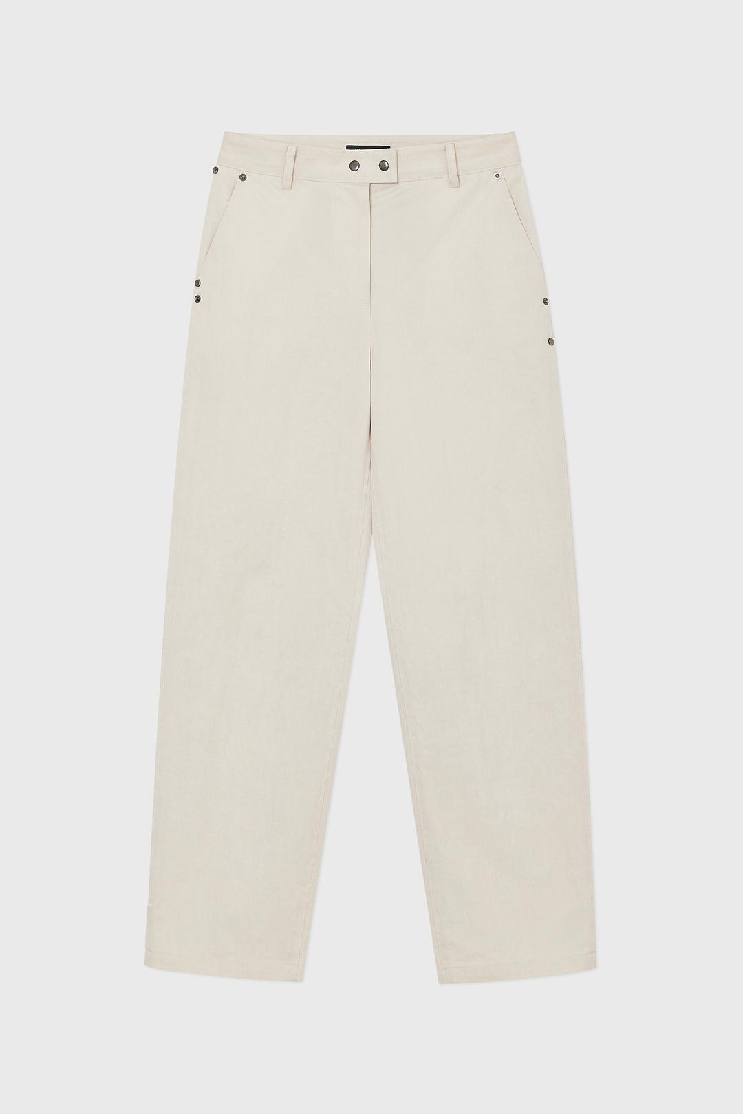 UNBALANCED RIVET COTTON PANTS, (BEIGE)