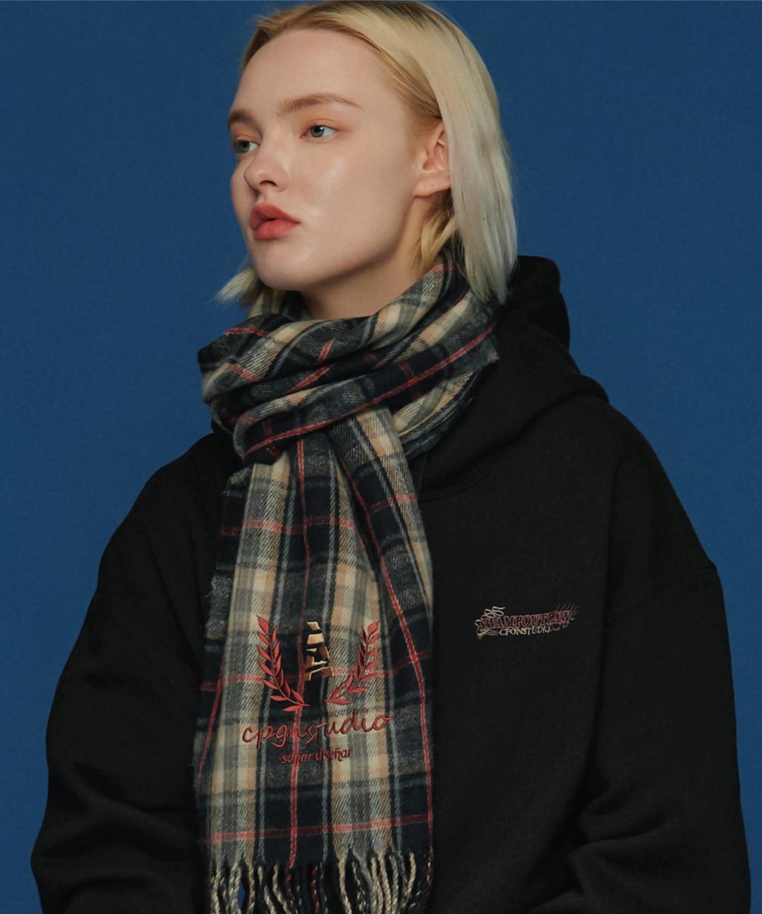 헤리티지 체크 머플러 블랙