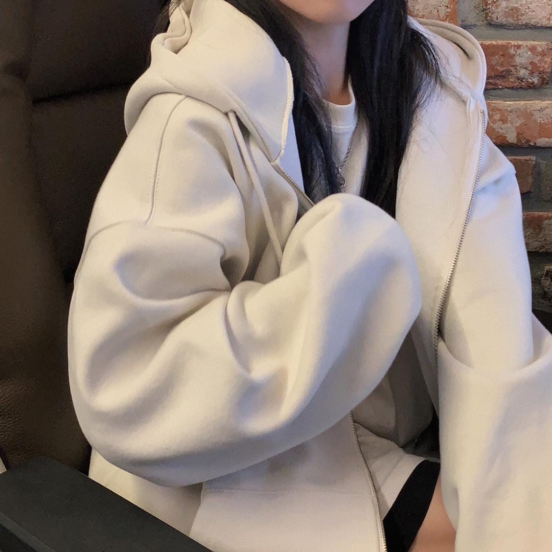 [Autumn Best🍂/고퀄리티 후드집업!] [Unisex] 이중지 남녀공용 오버핏 투웨이 후드집업 자켓 - zipup