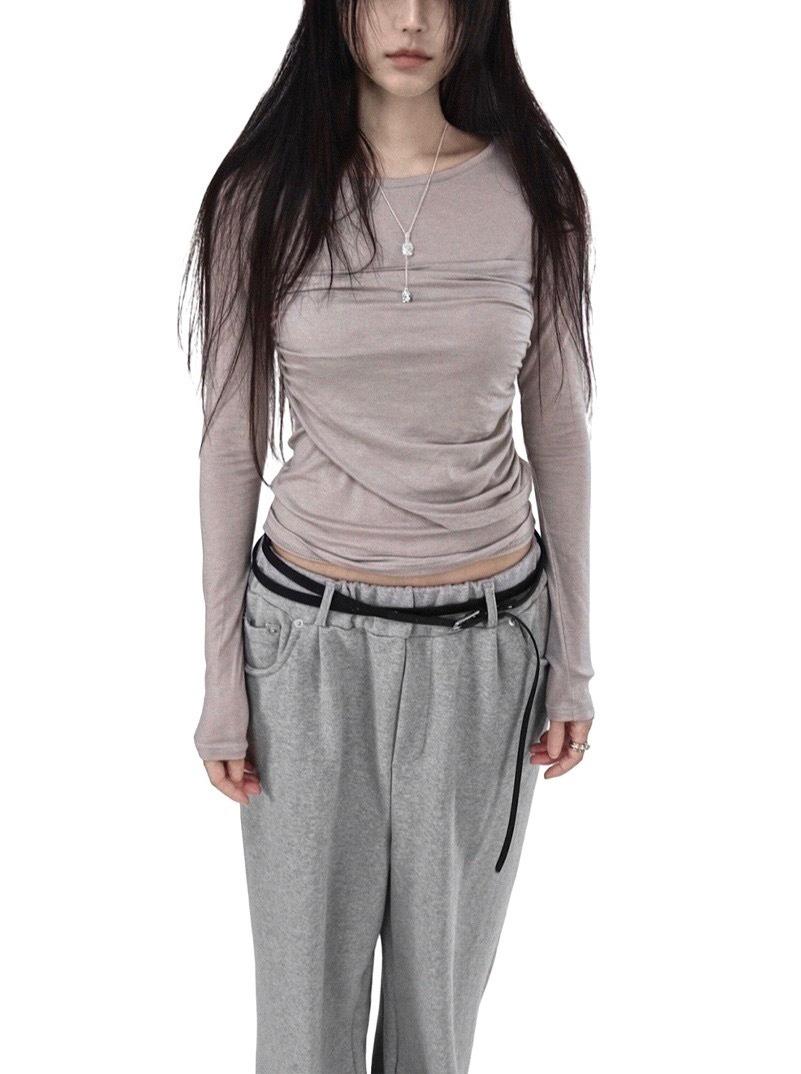 WOOL SKIN NATURAL SHIRRING LONGSLEEVE TOP 울 스킨 내추럴 셔링 롱슬리브 탑 (4 COLOR)