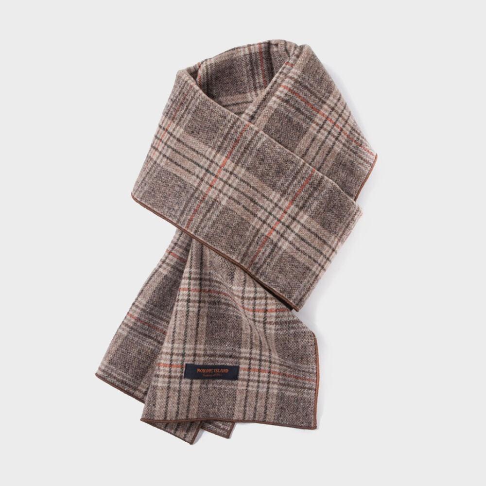 머플러 체크 - 브라운