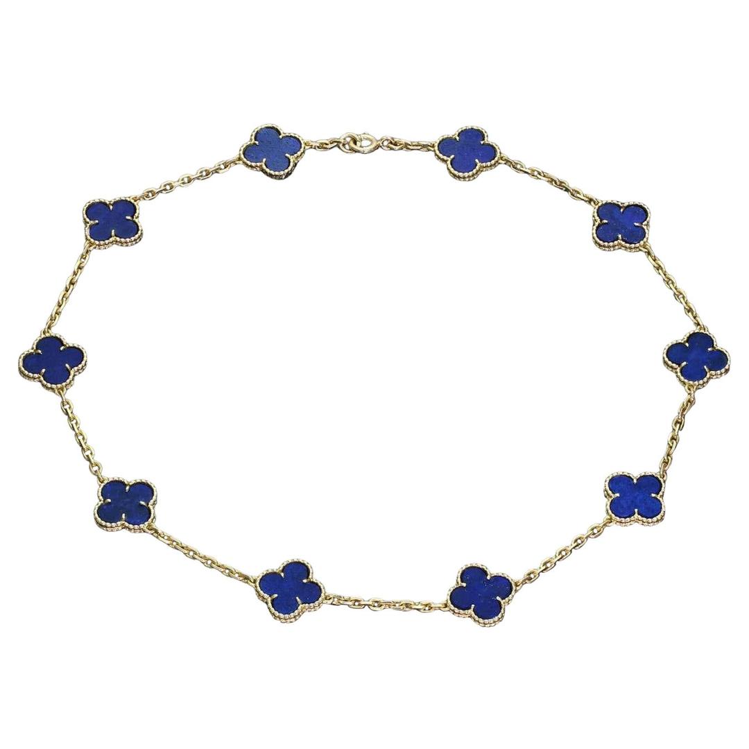Van Cleef & Arpels Vintage Alhambra Lapislazuli and Yellow Gold Necklace