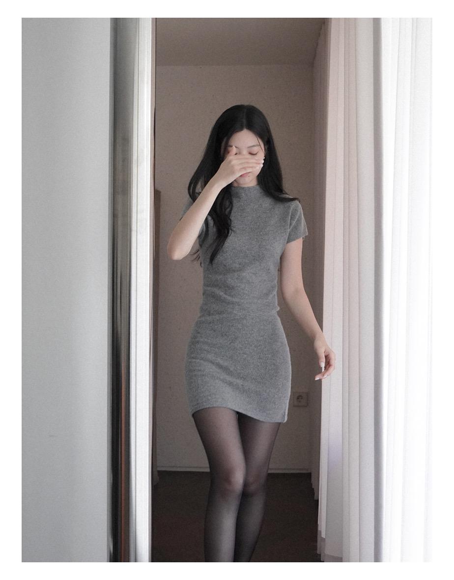 [whole-garment] 메멘토 미니 니트 원피스 [멜란지그레이]