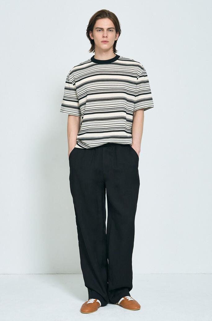 [SYSTEM HOMME] 텍스처 블록 밴딩 와이드 팬츠