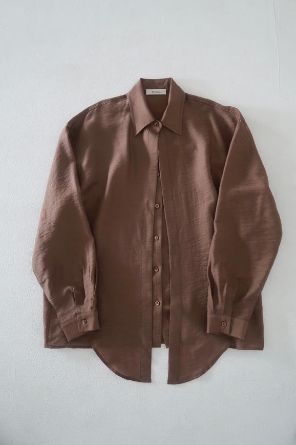 [Persona] double layer tie blouse (brown)