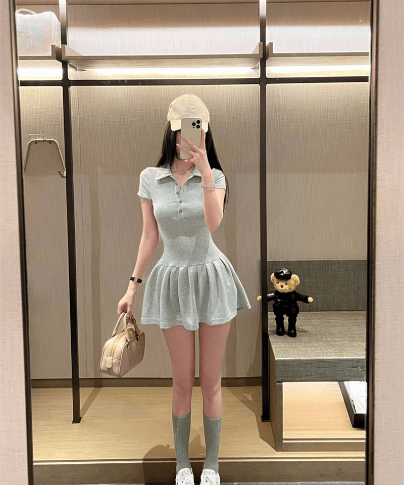 그레이 폴로 카라 반팔원피스 (이너팬츠 선택) - 원피스XS 빠른배송