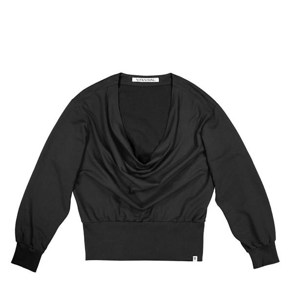 Deep Cowl Neck Sweatshirt (BLACK)