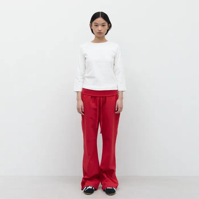 FOLD OVER LONG PANTS / RED