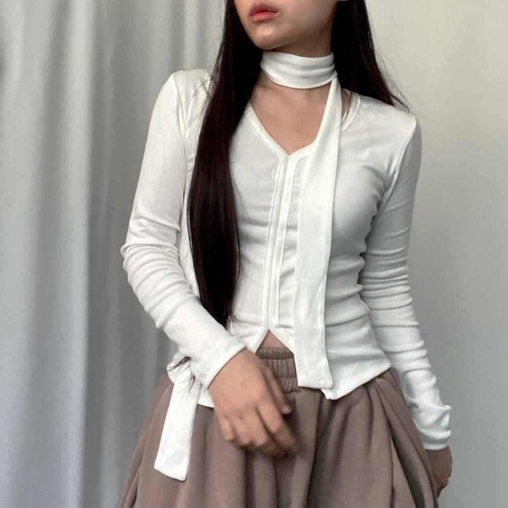 머플러세트 스카프 타이 브이넥 트임 티셔츠 3color set