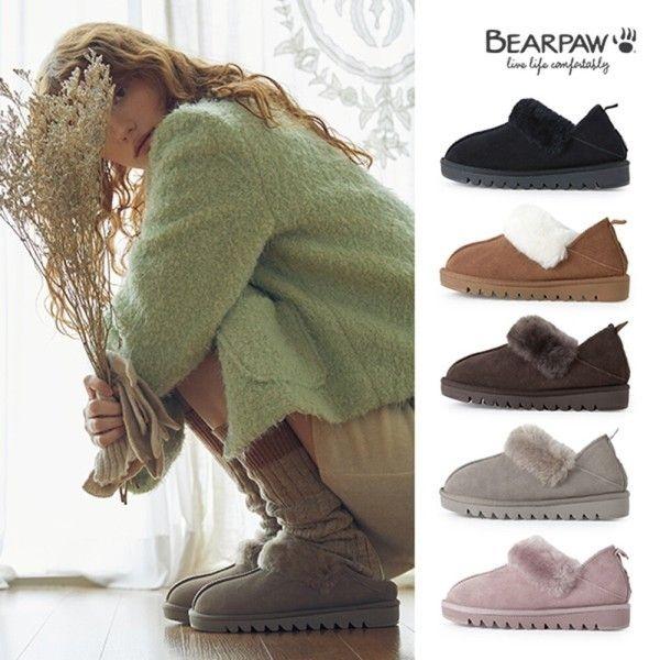 베어파우 WINNIE 겨울 소가죽 양털 슬립온 방한화 5종 택 1