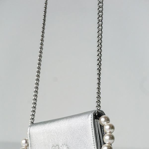 Flower heart wallet - silver
