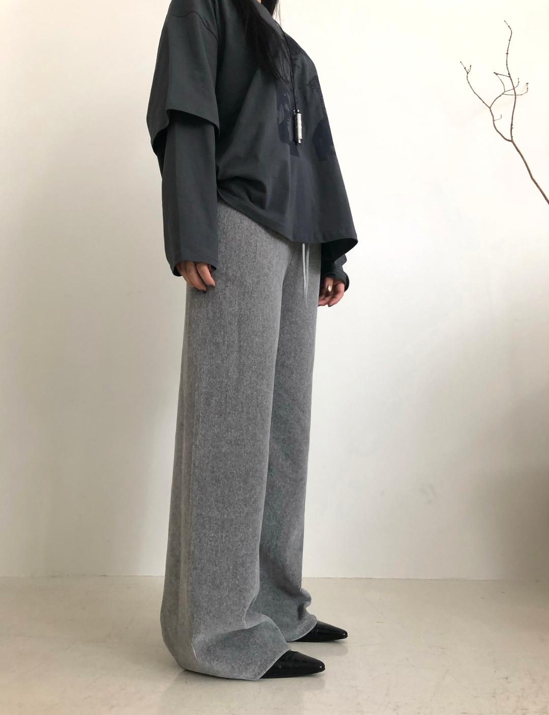 메종메츄어 벨루아 골지 밴딩팬츠