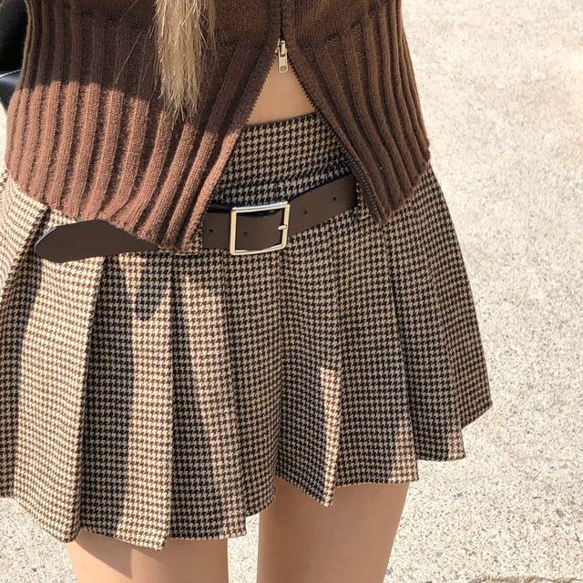 메이지 체크 플리츠 스커트_폴인원