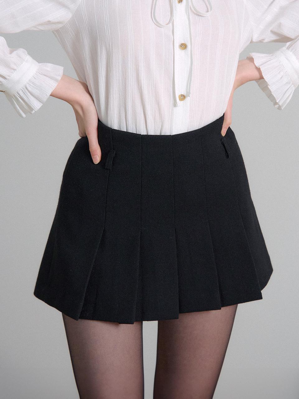 PLEATS MINI SKIRT_BLACK