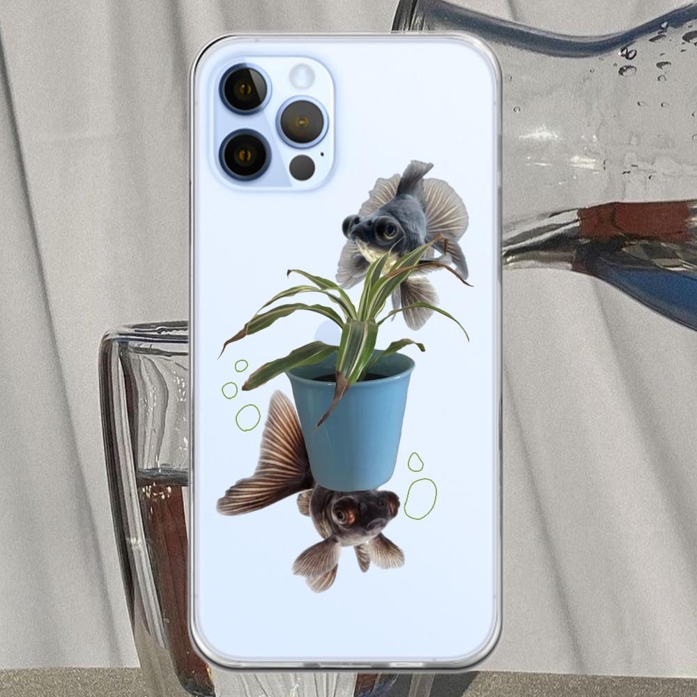 물고기와 화분 폰케이스 젤리하드 심플 키치케이스