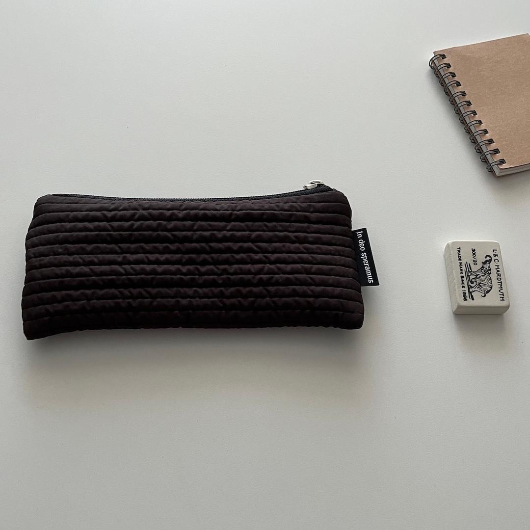 패딩 브라운 필통