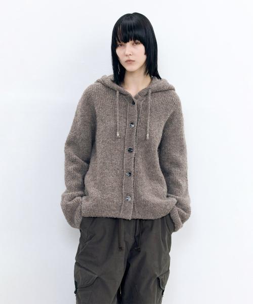 더스트 부클 후드 니트 ASH BEIGE