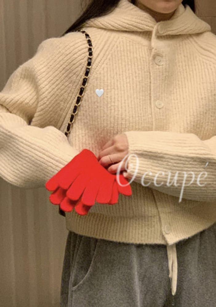 미엘 후디 가디건 니트가디건 (3col) miel