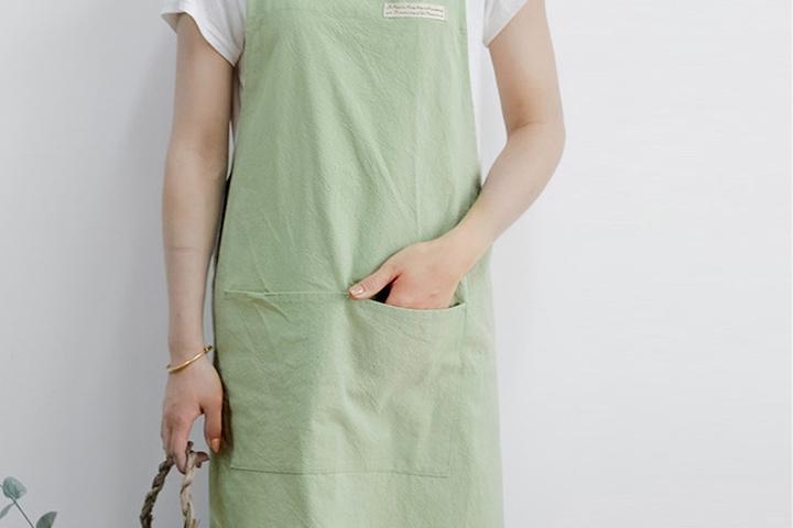 어린이집 카페 바리스타 주방 린넨 원피스 앞치마 C타입 6colors