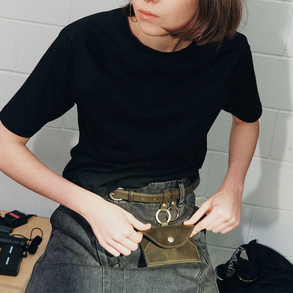 Mini Pocket Leather Belt - Brown