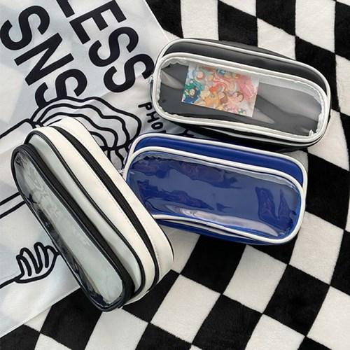 심플 투명 무광 대용량 필통 aa-64 비도