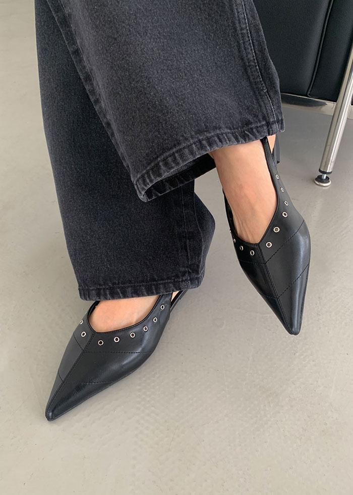 EYELET STILETTO SLINGBACK (2color)