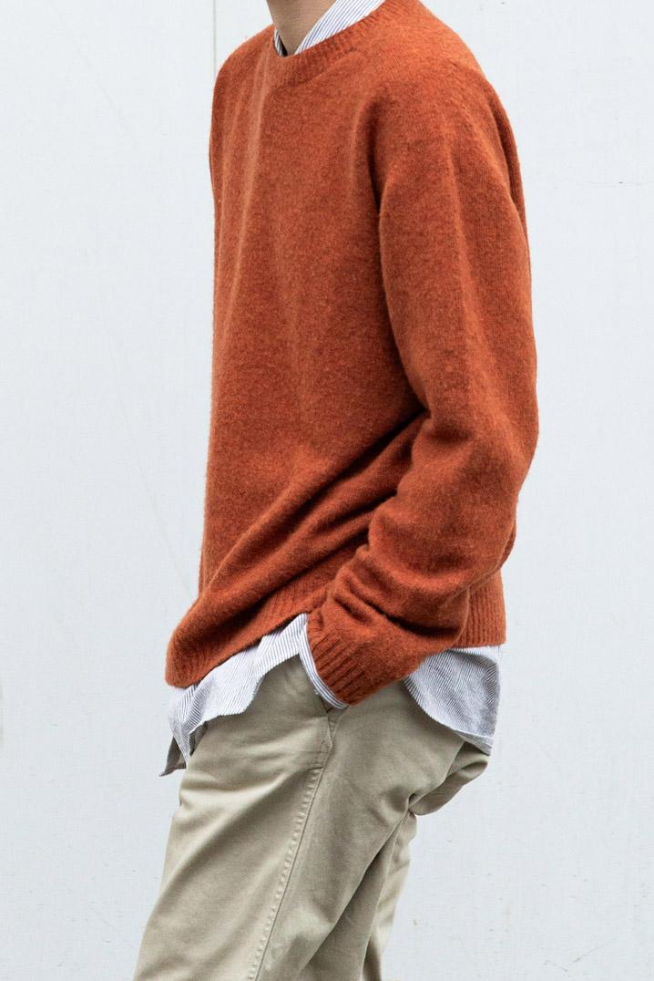 Wholegarment cashmere crewneck (brushed shaggy, 8 colors)