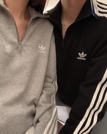 아디다스 남녀공용 아디컬러 삼선 반집업 기모 맨투맨 3컬러