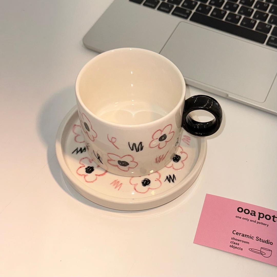 pink flower mug