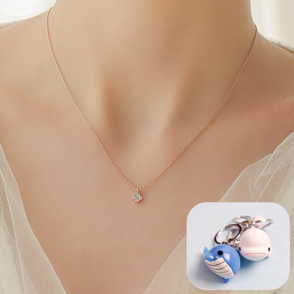 [핑크선물포장/돌고래/행운/복] "행운과행복을 모두안고 너에게줄게" 목걸이+돌고래키링+포장