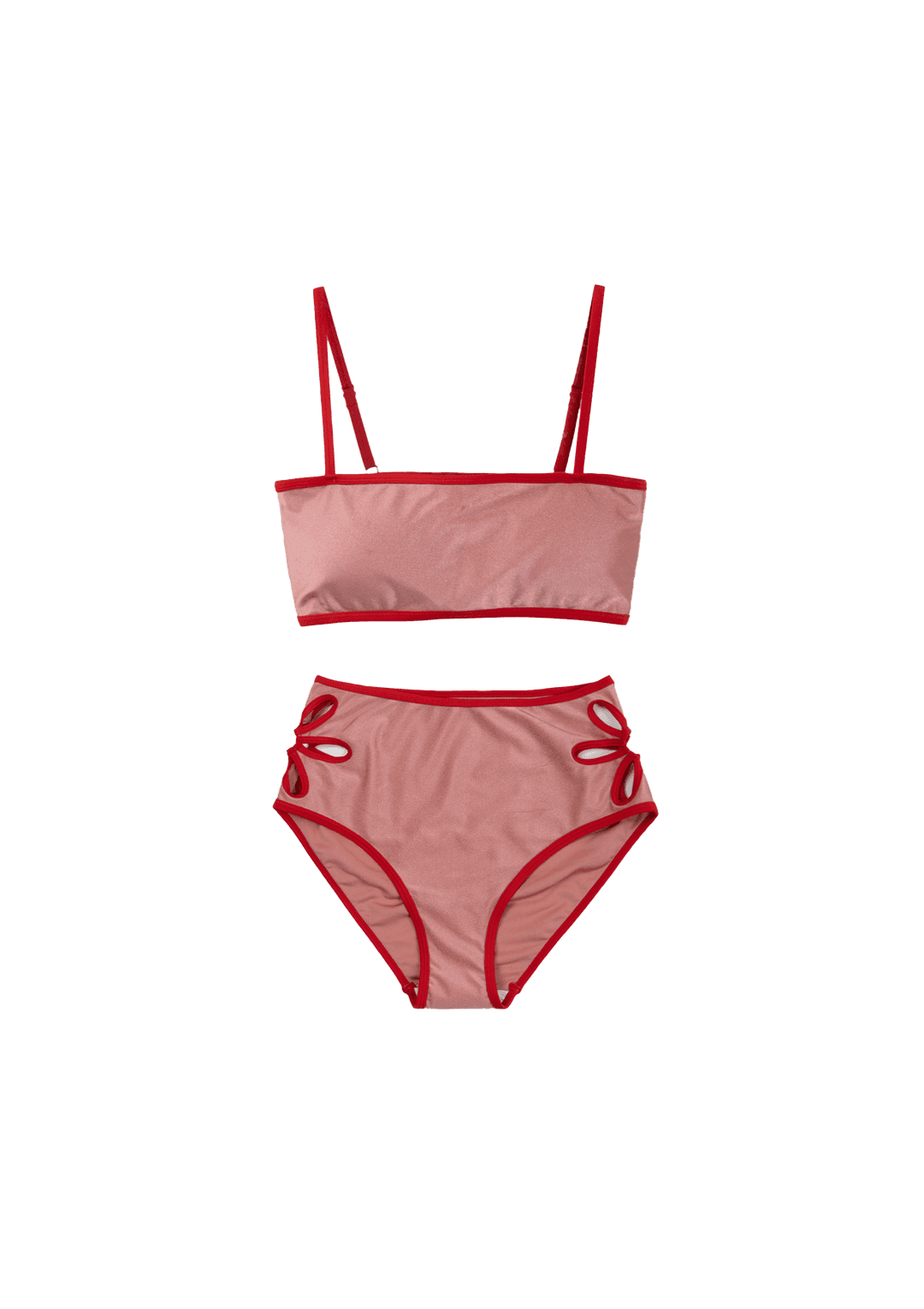 Mused Tube Top Bikini Set - Red Pink