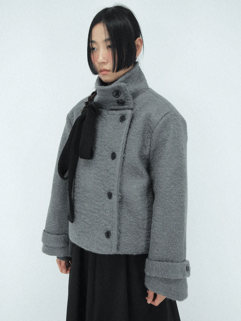 칸트 알파카 하이넥 코트