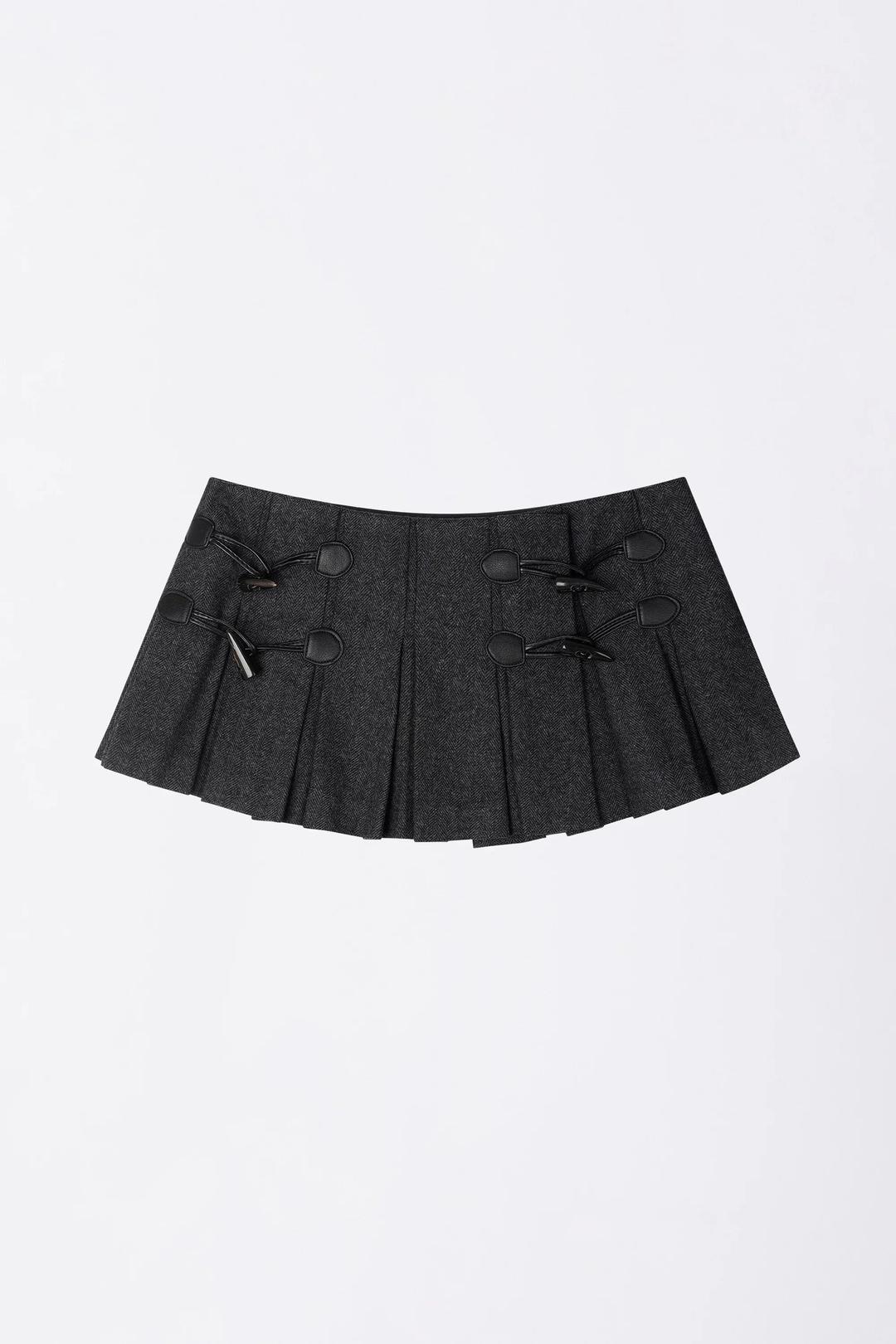 Wool Micro Wrap Skirt Grey