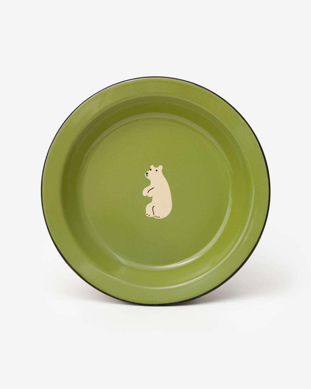 허기 베어 법랑 플레이트 - 올리브 HUGGY BEAR OLIVE ENAMEL PLATE
