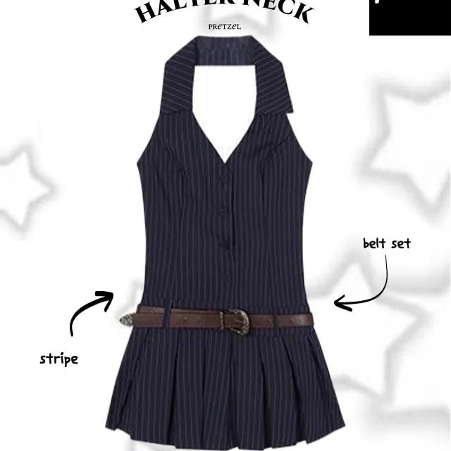 키나 홀터 스트라이프 원피스