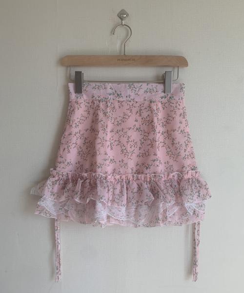 팜므뮤즈 (Vintage)Floral Lace Ruffle Skirt