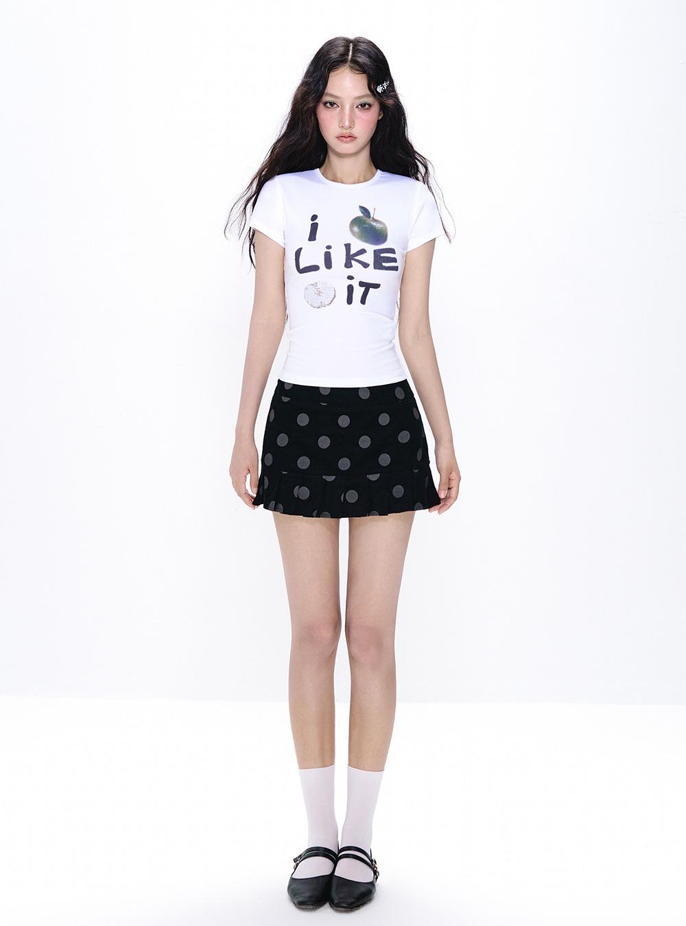 Original Polka Dot Pleats Short Skirt