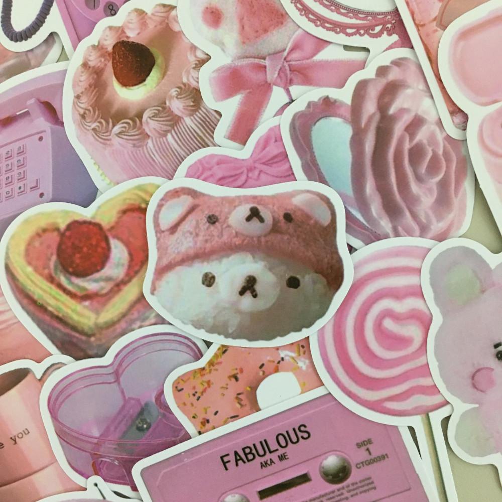 핑크 오브젝트 조각 스티커 50pcs : 토로롱집