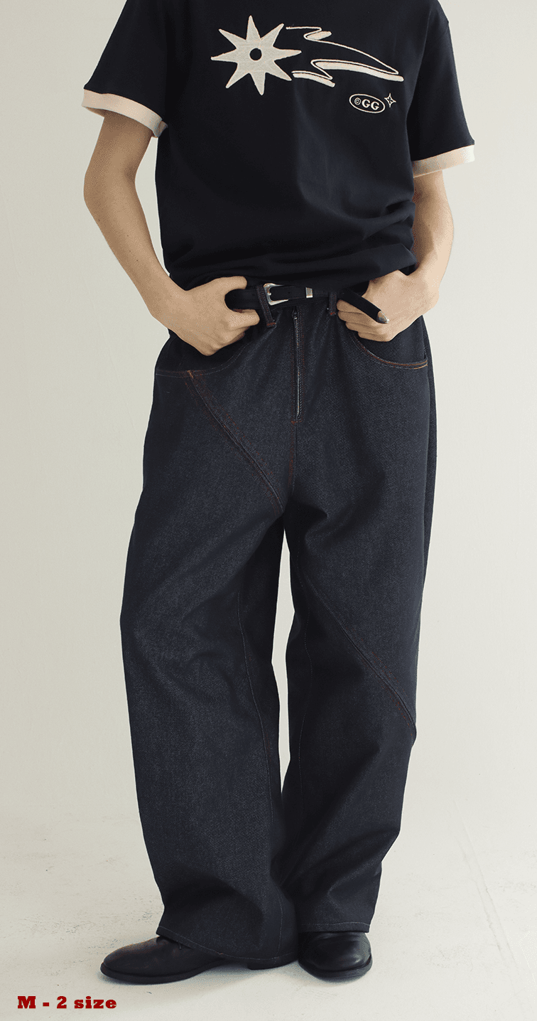 [Hand-Made] Red Line Wide Denim Pants