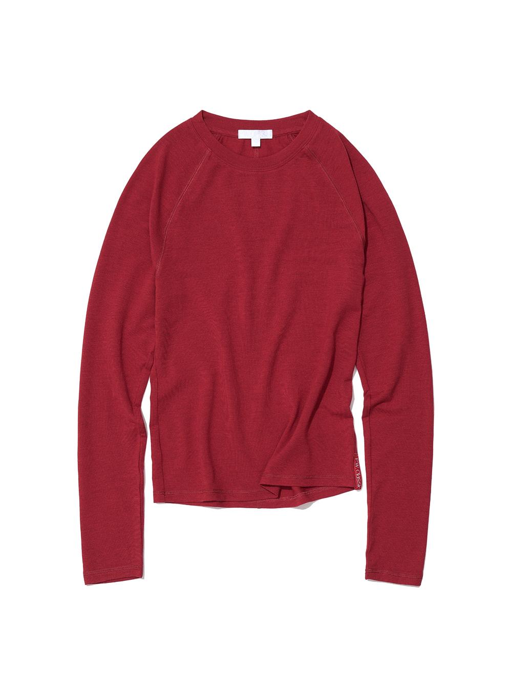 [WOMEN] PWC SHEER RAGLAN LONG SLEEVE TEE_DEEP RED