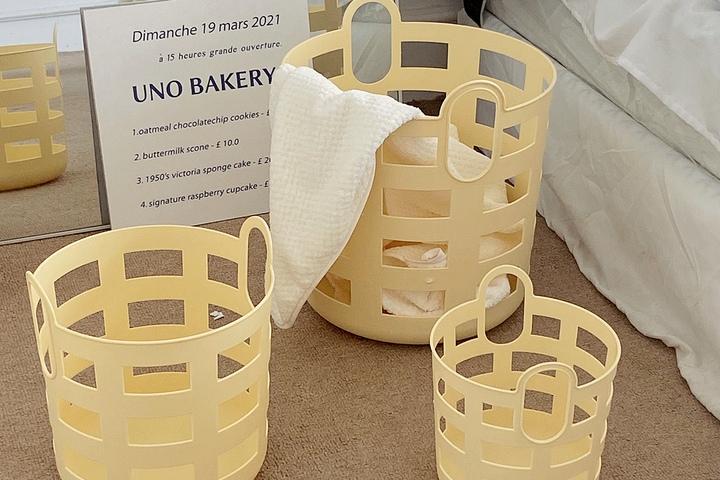 1+1 파스텔 손잡이 수납정리 바스켓 빨래바구니 3size