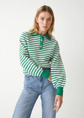 플로럴 버튼 니트 스웨터