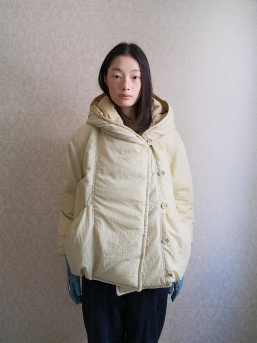 Hooded Button Puffer  Ivory (AG5X38A040)