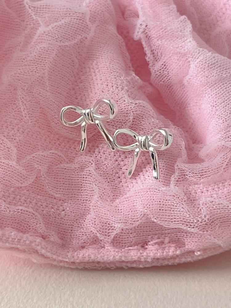 925실버 파티 빈티지 리본 은 귀걸이(one color)